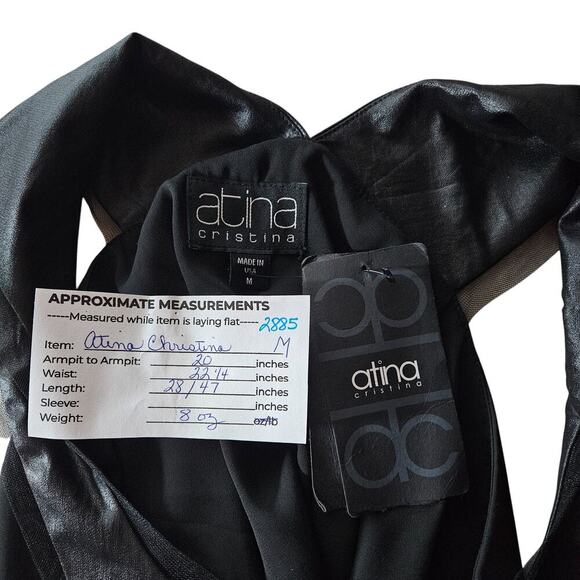 Atina Cristina Womens Tank Top M Black Asymmetrical Sheer Mesh Y2K Gothic Chic - Picture 13 of 15